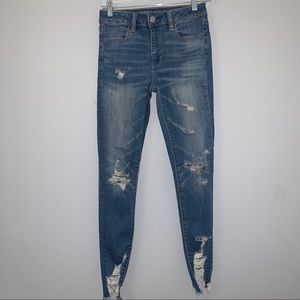 American Eagle Super Distressed Hi-Rise Jegging